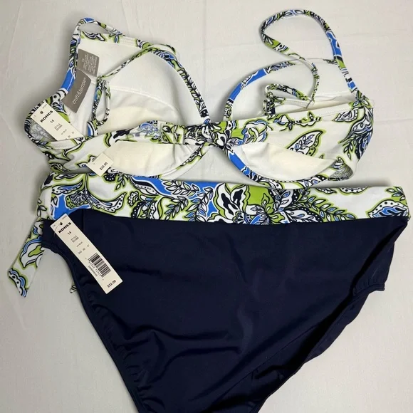 Croft & Barrow women’s Blue and Green 2pc Bikini Set with Floral Print Sz 14 NWT - Picture 2 of 7